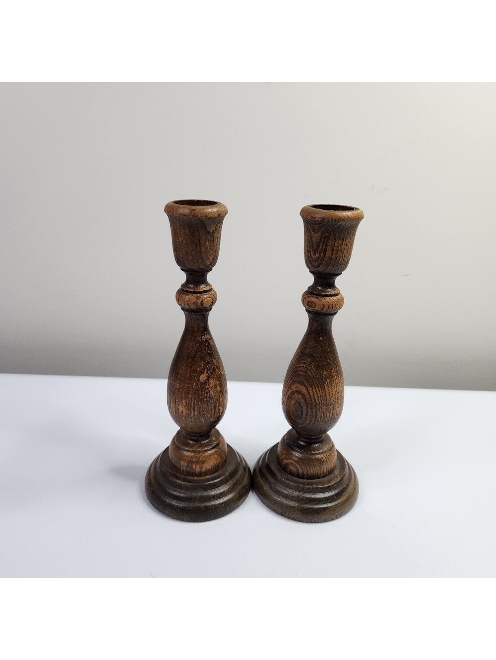 Pair of wooden candlesticks